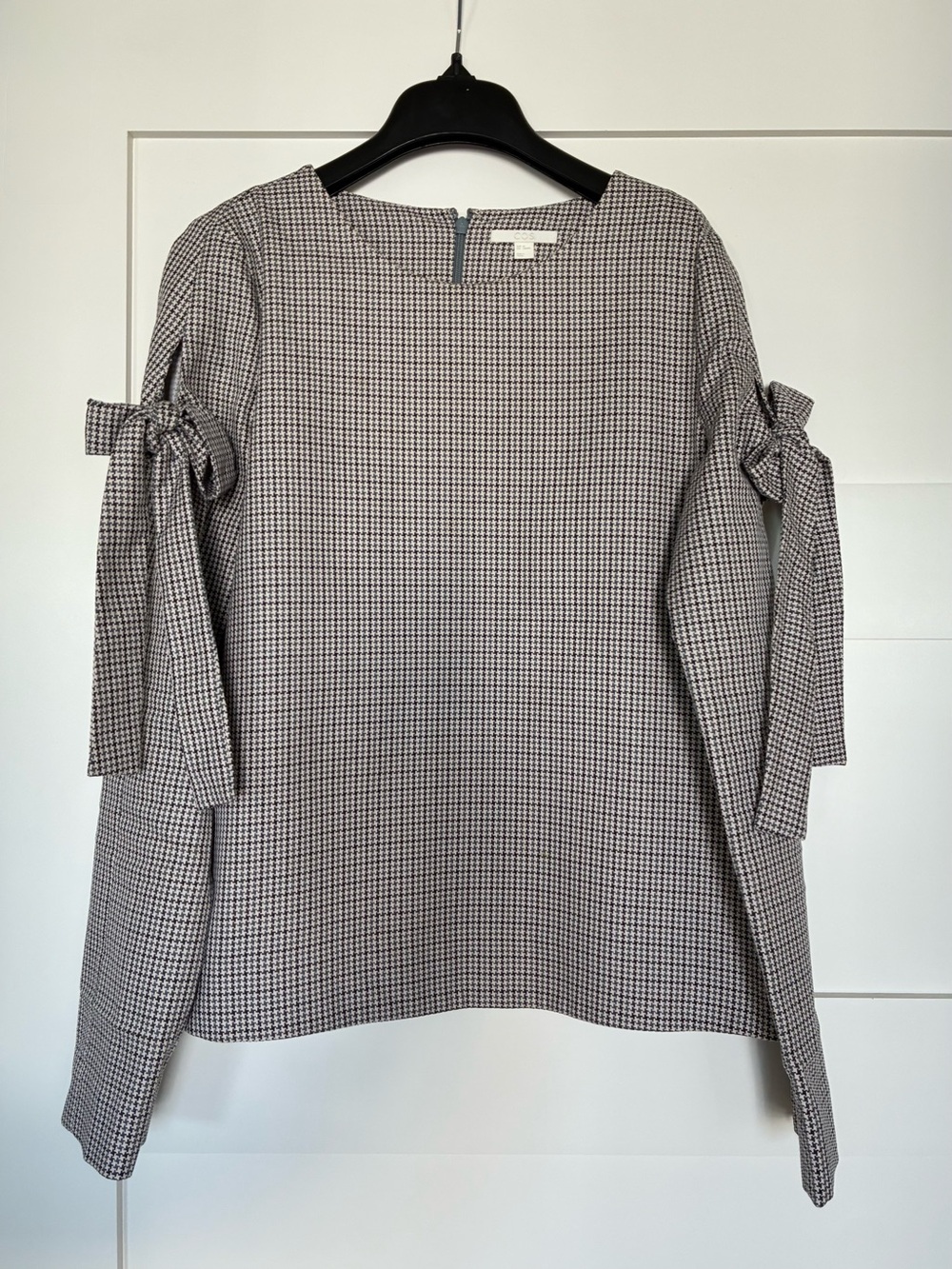 COS S Houndstooth Bow Sleeve Blouse Top EUR 36
